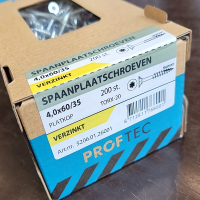 Spaanplaatschroef 4.0x40/24 Proftec 200st deeldraad